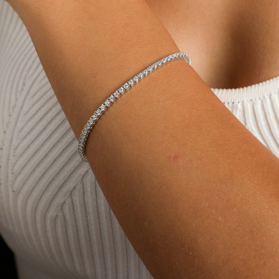 Round Cut Created Diamond Tennis Bracelet, 925 Sterling Silver, Luxury Gold Plated and Rose Gold Plated Bracelet