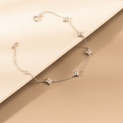 Elegant Diamond Silver Bracelet for Women - Minimalist Dainty Gemstone Jewelry - Bridesmaid & Christmas Gifts