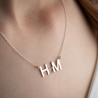 Personalized Double Initial Heart Necklace