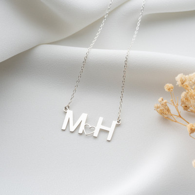 Personalized Double Initial Heart Necklace