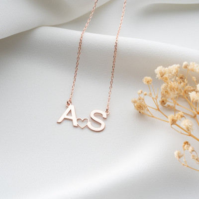 Personalized Double Initial Heart Necklace