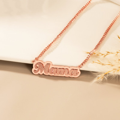 Personalized Gold Double Plated Name Necklace, 3D Nameplate Pendant Jewelry, Curb Chain Necklace for Her