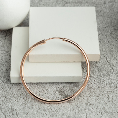 Sterling Silver Hoop Earrings 45mm, Minimalist Bridal Party Gift, Gold or Rose Gold Plated, Bridesmaid Gift for Her