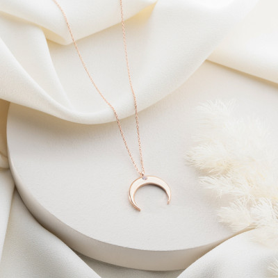 Sterling Silver Crescent Moon Birthstone Necklace for Women - Dainty Gift Jewelry Pendant