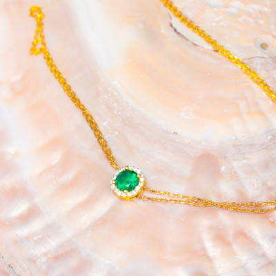 Emerald Green Dainty Hand Bracelet Chain, May Birthstone Jewelry Gift for Women, Emerald Bracelet