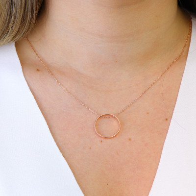 Valentine's Day Gift Couple Circle Necklace, Gold Wedding Ring Pendant, Rose Gold Silver Necklace for Her,