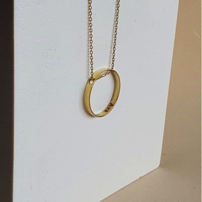 Valentine's Day Gift Couple Circle Necklace, Gold Wedding Ring Pendant, Rose Gold Silver Necklace for Her,