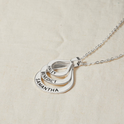 Personalized Gold or Silver Engraved Necklace for Women - Custom Gift for Mom or Grandma