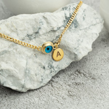 Personalized Gold Filled Evil Eye Anklet | Summer Style & Protection