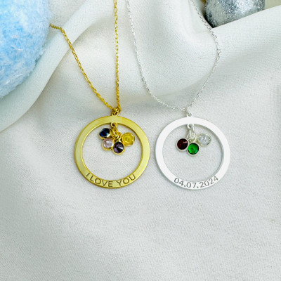 Personalized Family Name & Birthstone Necklace - Custom Mommy Charm, Mother's Day Gift, First Mother's Day Keepsake