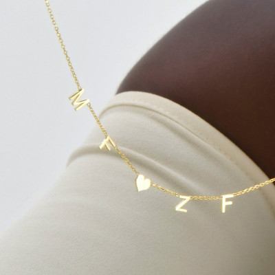 Gold Heart Letters Necklace | First Letter Heart Necklace | Gift for Women