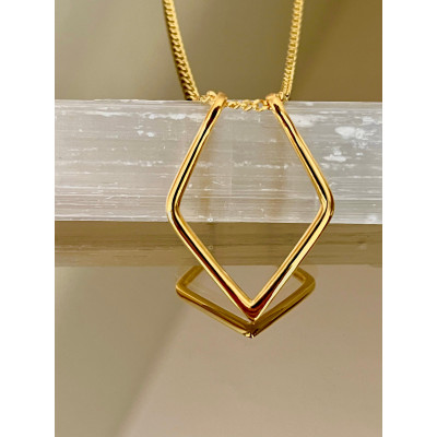 Adjustable Geometric Ring Holder Necklace with Thick Chain - Sizes 3-11, Perfect for Surgeons and Wedding Rings, Christmas Engagement Gift