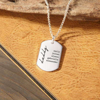 Engraved Custom Name Dog Tag Pendant - Personalized Gift for Grandpa, Husband, Dad - Birthday, Anniversary, Father's Day