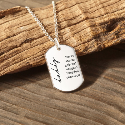Engraved Custom Name Dog Tag Pendant - Personalized Gift for Grandpa, Husband, Dad - Birthday, Anniversary, Father's Day