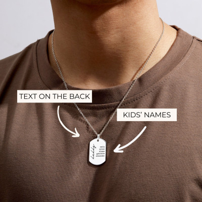 Engraved Custom Name Dog Tag Pendant - Personalized Gift for Grandpa, Husband, Dad - Birthday, Anniversary, Father's Day