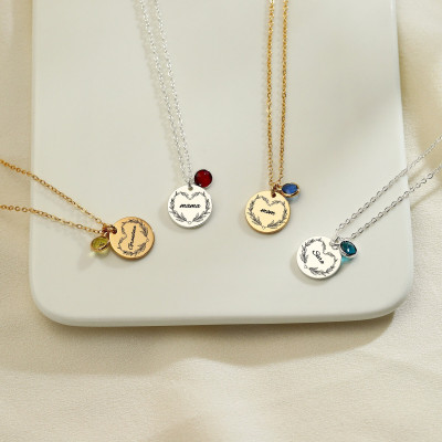 Personalized Gold Name Necklace with Birthstones for Mom and Grandma - Custom Jewelry Gift for Nana, Family Christmas Gift