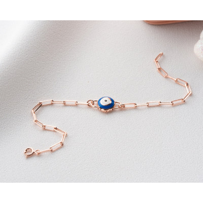 Gold Lucky Evil Eye Protection Bracelet, Dainty Tiny Evil Eye Bracelet, Mother's Day Gift for Mom