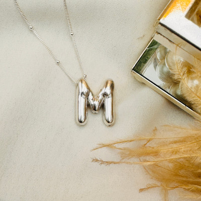 Personalized Silver & Gold Balloon Letter Initial Necklace - Ideal Mother's Day & Gift for Her