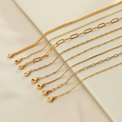 Gold Filled Dainty Everyday Necklace - Box, Paperclip, Rolo, Bead, Curb, Figaro, Twist Chains