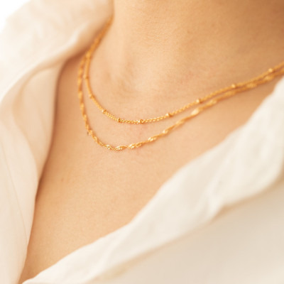 Gold Filled Dainty Everyday Necklace - Box, Paperclip, Rolo, Bead, Curb, Figaro, Twist Chains