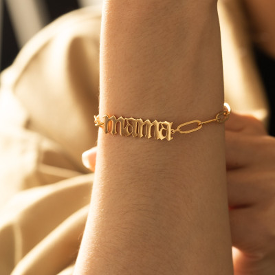 Personalized Gold Mama Name Bracelet, Custom Silver Bracelet for Mother, New Mom Gift, Personalized Christmas Gift for Mum