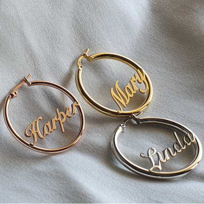 Personalized 18K Gold Plated Minimalist Hoop Earrings for Bridesmaid Valentine's Day Gifts