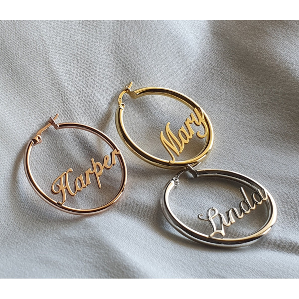 Personalized 18K Gold Plated Minimalist Hoop Earrings for Bridesmaid Valentine's Day Gifts