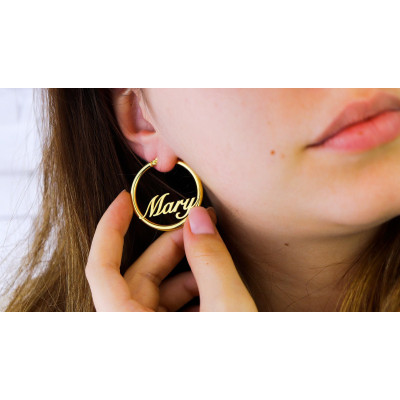 Personalized 18K Gold Plated Minimalist Hoop Earrings for Bridesmaid Valentine's Day Gifts