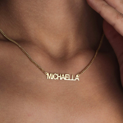 Custom Gold Name Necklace with Cuban Chain - Personalized Name Jewelry Gift,