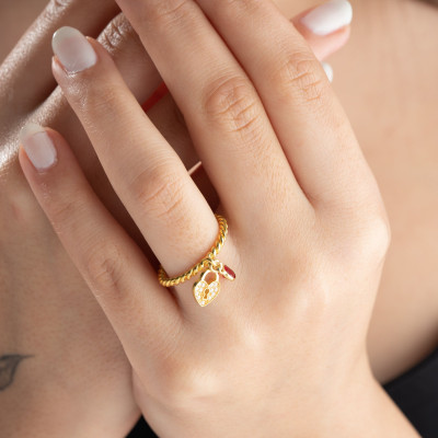 December Birthstone Gold Rings Stackable Citrine Mother's Ring March Birthstone Ring for Mom