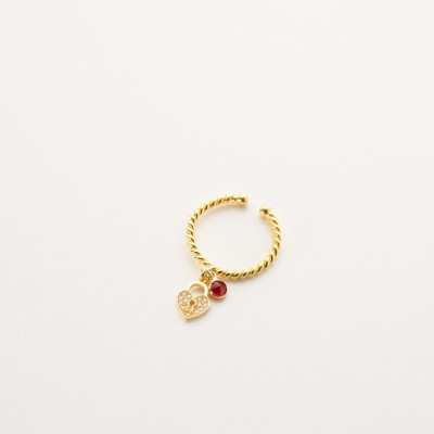 Gold Rings Citrine December Birthstone Stackable Mothers Ring Heart Lock