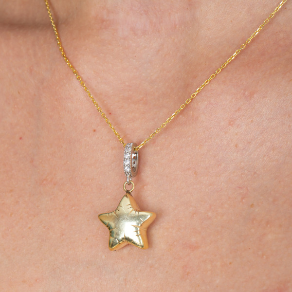 Gold Star Tennis Necklace Chain Dainty Unique Star Pendant Bridesmaid Gift Best Friend Graduation CZ Pave