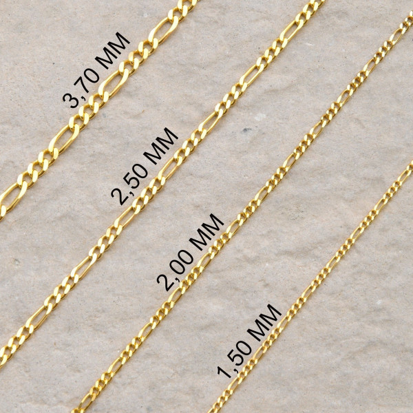 14K Gold Women's Figaro Chain Necklace, Women's Jewelry, Gift for Her