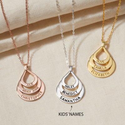 Personalized Grandma Necklace with Engraved Grandchildren Names - Silver & Gold Pendant for Nana, Handmade Gift