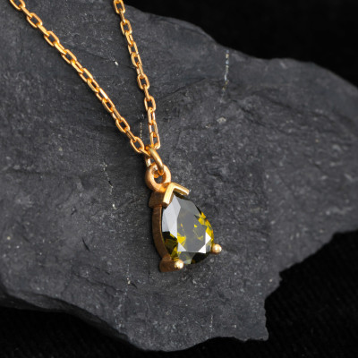 14K Gold Green Peridot Crystal Necklace, August Birthstone Jewelry, Peridot Gemstone Necklace, Birthday Gift