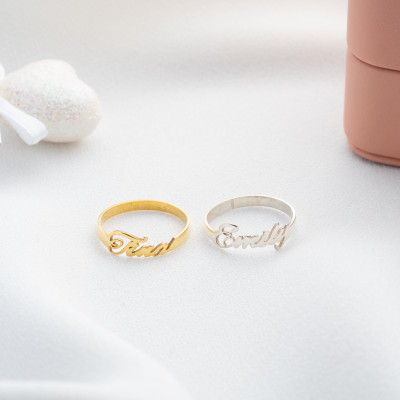 Custom Personalized Name Ring for Women - Minimalist Silver & Gold Engagement and Wedding Rings