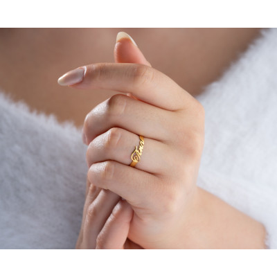 Custom Personalized Name Ring for Women - Minimalist Silver & Gold Engagement and Wedding Rings