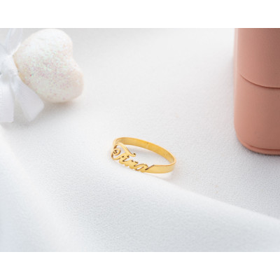 Custom Personalized Name Ring for Women - Minimalist Silver & Gold Engagement and Wedding Rings