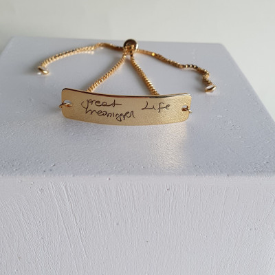 Personalized Handwriting Slider Charm Bracelet, Gold Jewelry, Mother's Day Gift, Birthday Present for Her, Bridesmaid Jewelry, Custom Handwriting Jewelry