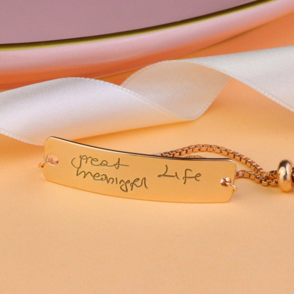 Personalized Handwriting Slider Charm Bracelet, Gold Jewelry, Mother's Day Gift, Birthday Present for Her, Bridesmaid Jewelry, Custom Handwriting Jewelry