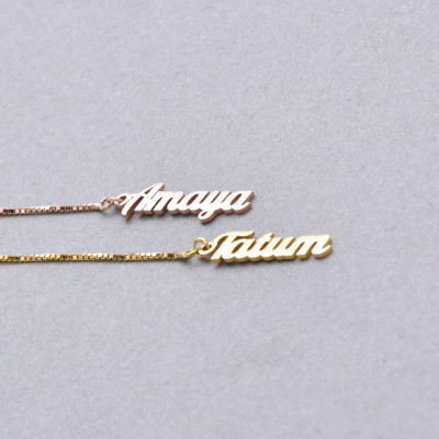 Personalized Name Earrings, Box Chain Custom Earrings, Gold & Silver Jewelry, Mother's Day Gift