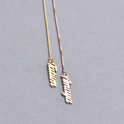 Personalized Name Earrings, Box Chain Custom Earrings, Gold & Silver Jewelry, Mother's Day Gift