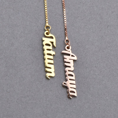 Personalized Name Earrings, Box Chain Custom Earrings, Gold & Silver Jewelry, Mother's Day Gift