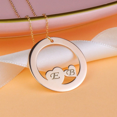 Personalized Heart Matching Necklace - Valentine's Day Family Name Gift for Him or Mom - Silver, Gold, Rose Gold Pendant