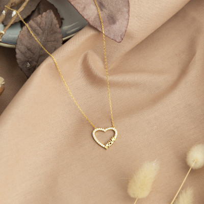 Sterling Silver Heart Mom Necklace - Dainty Mother Jewelry Gift for Mom & Grandma - Available in Gold & Rose Gold