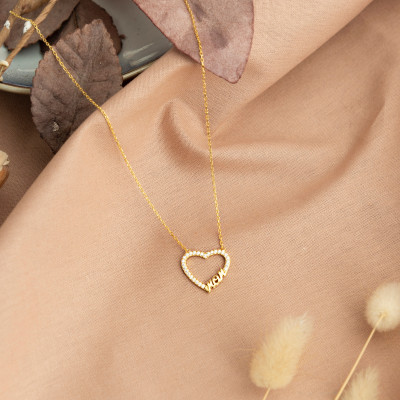 Heart Mom Pendant Necklace, Sterling Silver Heart Pendant for Mom, Elegant Dainty Mom Necklace, Mother’s Day Gift, Grandmother Gift, Gold and Rose Gold Plated,