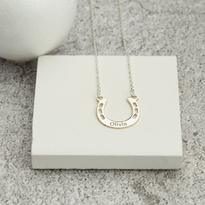 Personalized Engraved Horseshoe Necklace for Horse Lovers - Sterling Silver, Gold, Rose Gold Gift for Mom