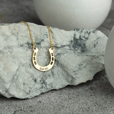 Personalized Engraved Horseshoe Necklace for Horse Lovers - Sterling Silver, Gold, Rose Gold Gift for Mom