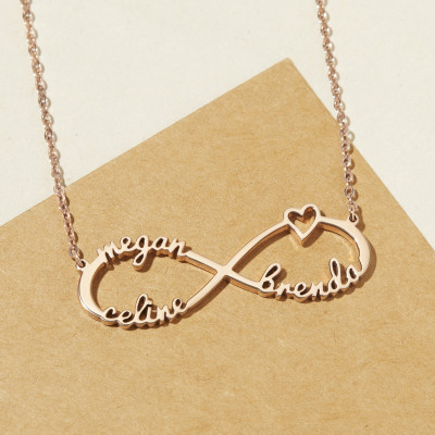 Personalized Gold Infinity Name Necklace with Two Names - Couples Gift for Girlfriend