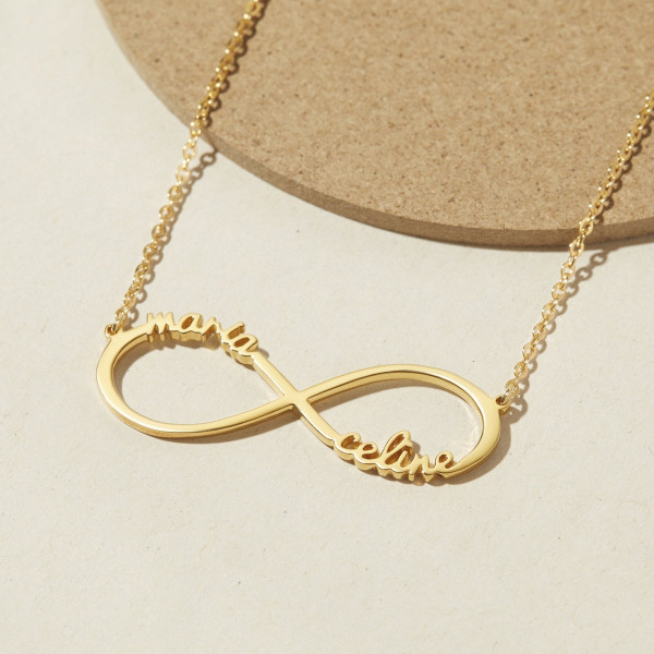 Personalized Gold Infinity Name Necklace with Two Names - Couples Gift for Girlfriend